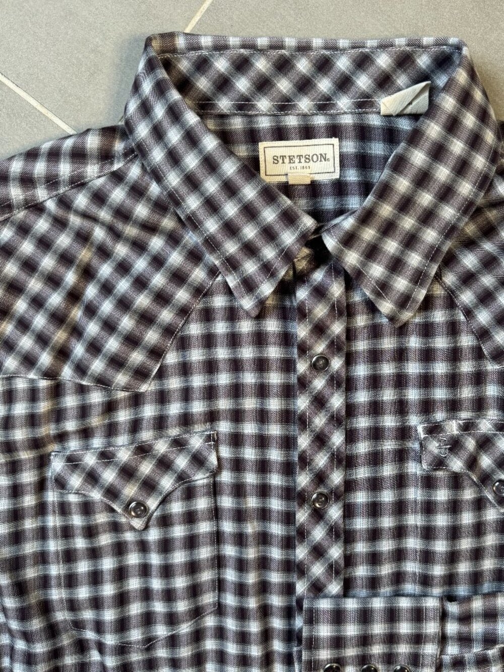 Stetson Western Wear Heavy Cotton Pearl Snap Casual Dress Shirt sz 2XL XXL